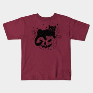 Vintage Jack O Lantern Cat Kids T-Shirt